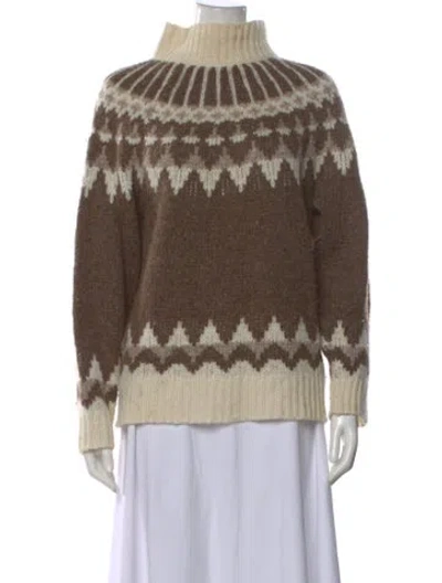 Pre-owned Frame Baby Alpaca Patterned Sweater In Brown
