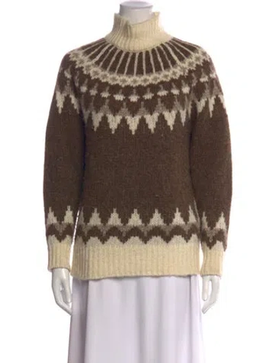 Pre-owned Frame Baby Alpaca Patterned Sweater In Brown/neutrals