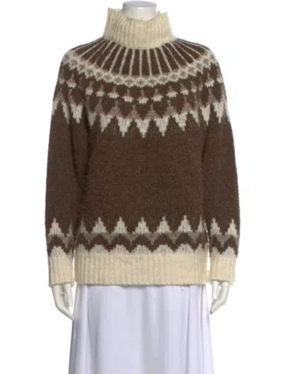 Pre-owned Frame Baby Alpaca Printed Sweater In Brown