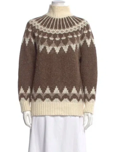 Pre-owned Frame Baby Alpaca Printed Sweater In Brown