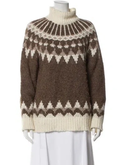 Pre-owned Frame Baby Alpaca Printed Sweater In Brown