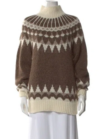 Pre-owned Frame Baby Alpaca Printed Sweater In Brown