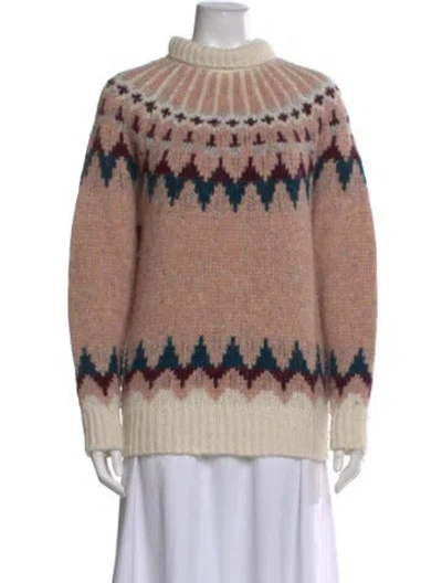 Pre-owned Frame Baby Alpaca Printed Sweater In Multi