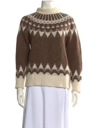 Pre-owned Frame Baby Alpaca Printed Sweater In Neutral