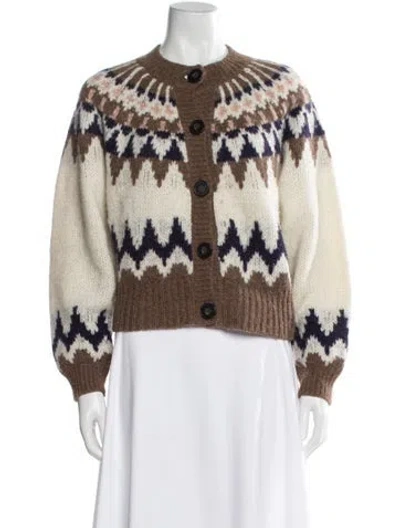 Pre-owned Frame Baby Alpaca Printed Sweater In Neutral