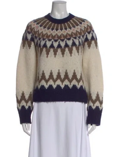 Pre-owned Frame Baby Alpaca Printed Sweater In Neutral