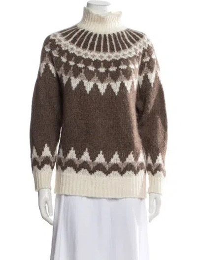 Pre-owned Frame Baby Alpaca Printed Sweater In Neutrals