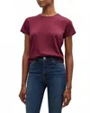 Frame Baby Round Neck Short Sleeve Top In Burgundy