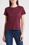 Frame Baby Round Neck Short Sleeve Top In Burgundy In Burgundy