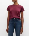 Frame Baby Round Neck Short Sleeve Top In Burgundy In Burgundy