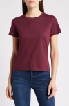 Frame Baby Round Neck Short Sleeve Top In Burgundy In Burgundy