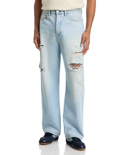 Frame Baggy Fit Jeans In Midway Destructed In Blue