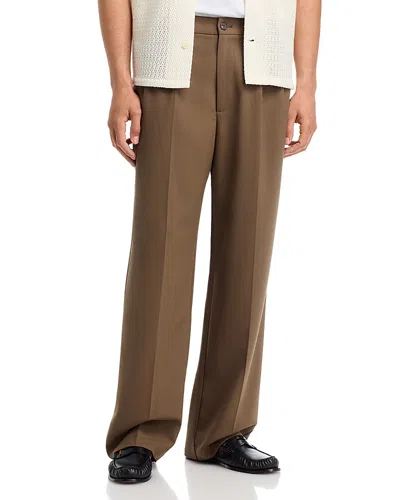 Frame Baggy Wool Blend 32.5 Trousers In Brown