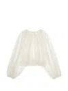 Frame The Sheer Balloon Blouse In Cream In White
