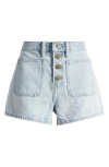 Frame Le Bardot Exposed Button Shorts In Trevi