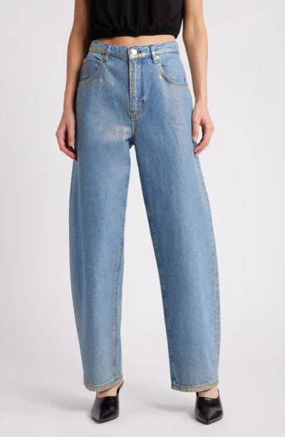 Frame Barrel Leg Jeans In Gold Hologram