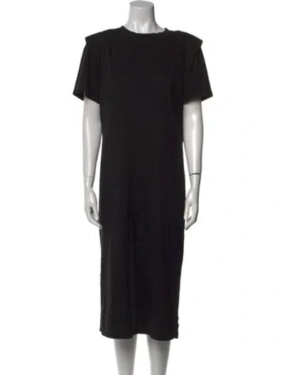 Pre-owned Frame Bateau Neckline Midi Length Dress In Black