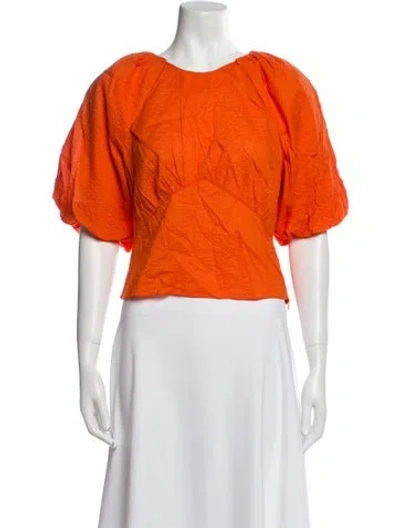 Pre-owned Frame Bateau Neckline Short Sleeve Crop Top In Orange