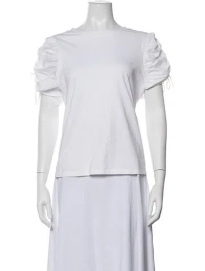 Pre-owned Frame Bateau Neckline Short Sleeve T-shirt In White