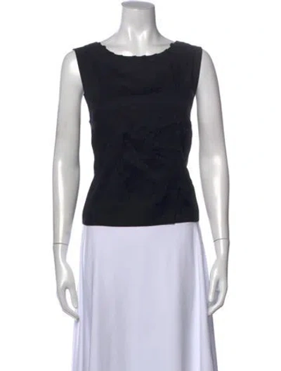 Pre-owned Frame Bateau Neckline Sleeveless Crop Top In Black