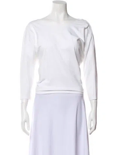 Pre-owned Frame Bateau Neckline Three-quarter Sleeve Top In White