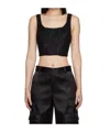 Frame Beaded Silk Corset Crop Top In Black