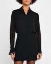Frame Beaded Femme Button Up Shirt In Black