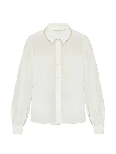 Frame Bead-embellished Silk Shirt In Gold