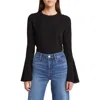 Frame Flared-sleeve Blouse In Black