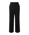 Frame Crop Kick Flare Stretch-cotton Pants In Black
