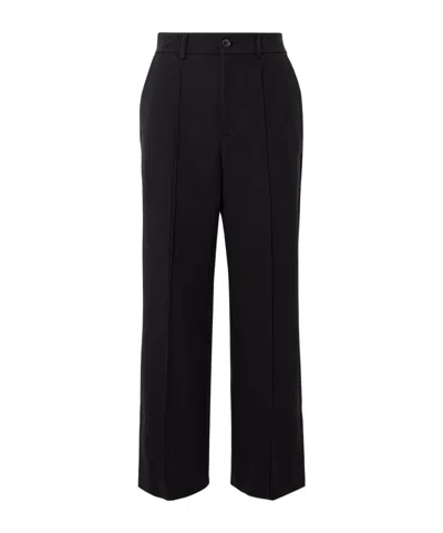 Frame Crop Kick Flare Stretch-cotton Pants In Black