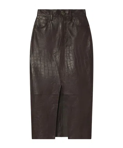 Frame Belt Loop Skirt In Brown
