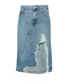 Frame Deconstructed Frayed Denim Skirt In Blue