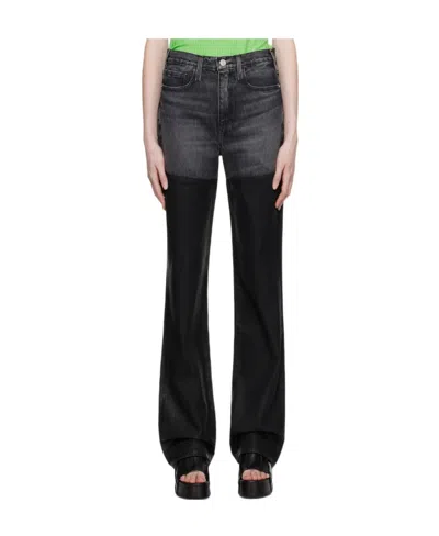 Frame Belt Ring Gradual Change Jeans In Black