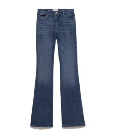 Frame Belt-strap Jeans In Blue