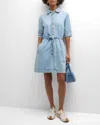 Frame Tie Belt Denim Shirtdress In Calabria