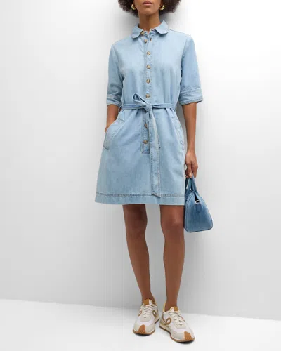 Frame Tie Belt Denim Shirtdress In Calabria