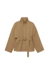 Frame Belted Storm-flap Jacket In Neutral