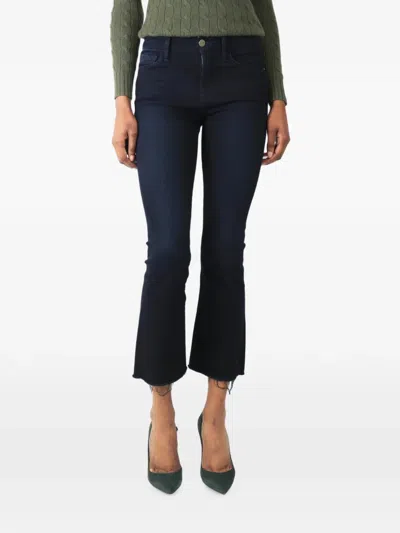 Pre-owned Frame Belt-loop Cropped Jeans In Blue