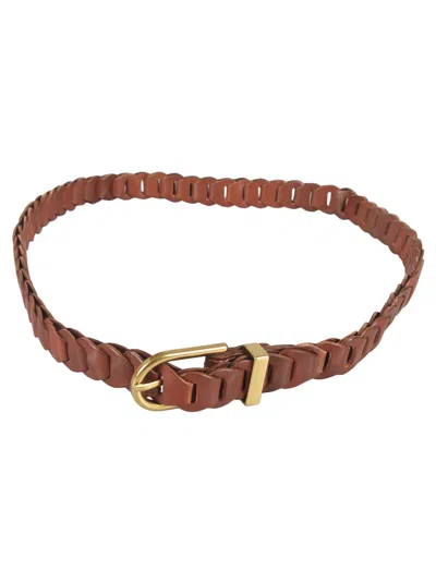 Frame Binded Belt In Leather Brown