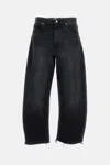 Frame Womens Bubble Barrel-leg Cropped Denim Jeans Limitless Raw Fray