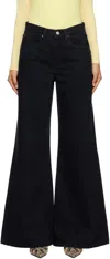 Frame Womens Inkwell Le Easy Wide Flare Flared-leg Mid-rise Recycled-cotton Jeans In Inkwell
