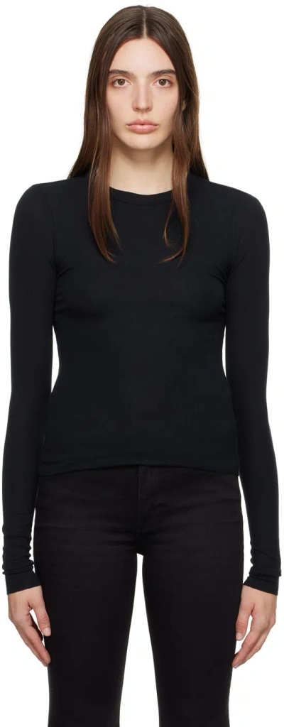 Frame Black Embroidered Long Sleeve T-shirt