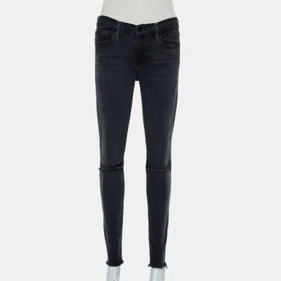 Frame Black Faded Denim Le Skinny De Jeanne Distressed Jeans