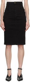 Frame Black Four-pocket Denim Midi Skirt In Aster
