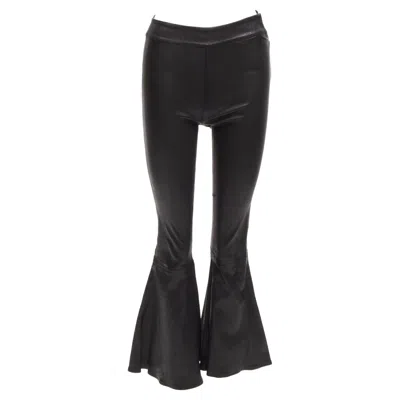 Pre-owned Frame Black Genuine Lambskin Leather Flared Cropped Pants Us2 S