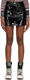 Frame Black Glossy Miniskirt In Black Liquid