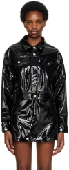 Frame Black Oversized Jacket In Black Liquid