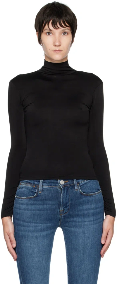 Frame Black Subtle Shine Long Sleeve T-shirt In Noir