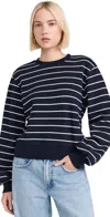 Frame Blouson Sleeve Sweatshirt In Navy Multi In Black